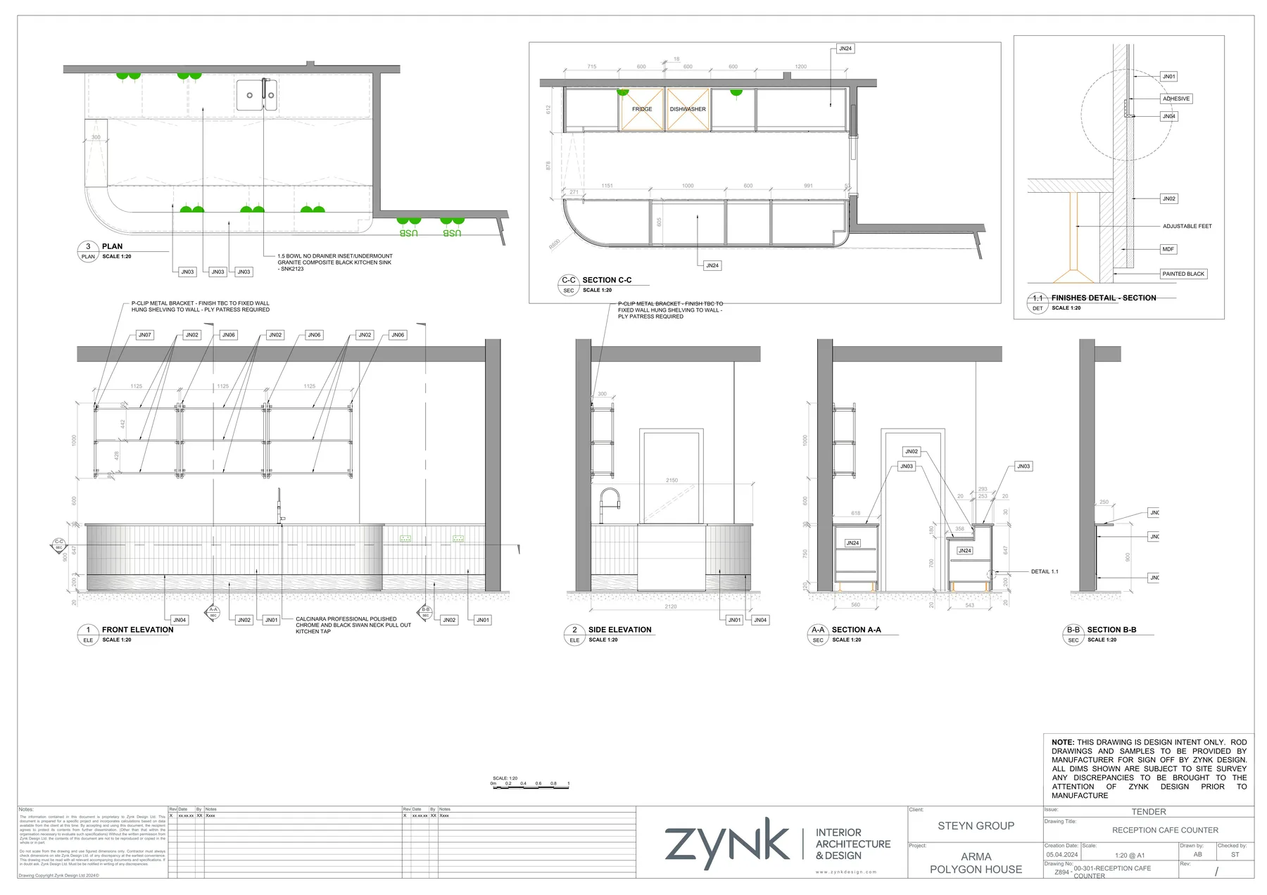 Staircase details and setting-out drawings