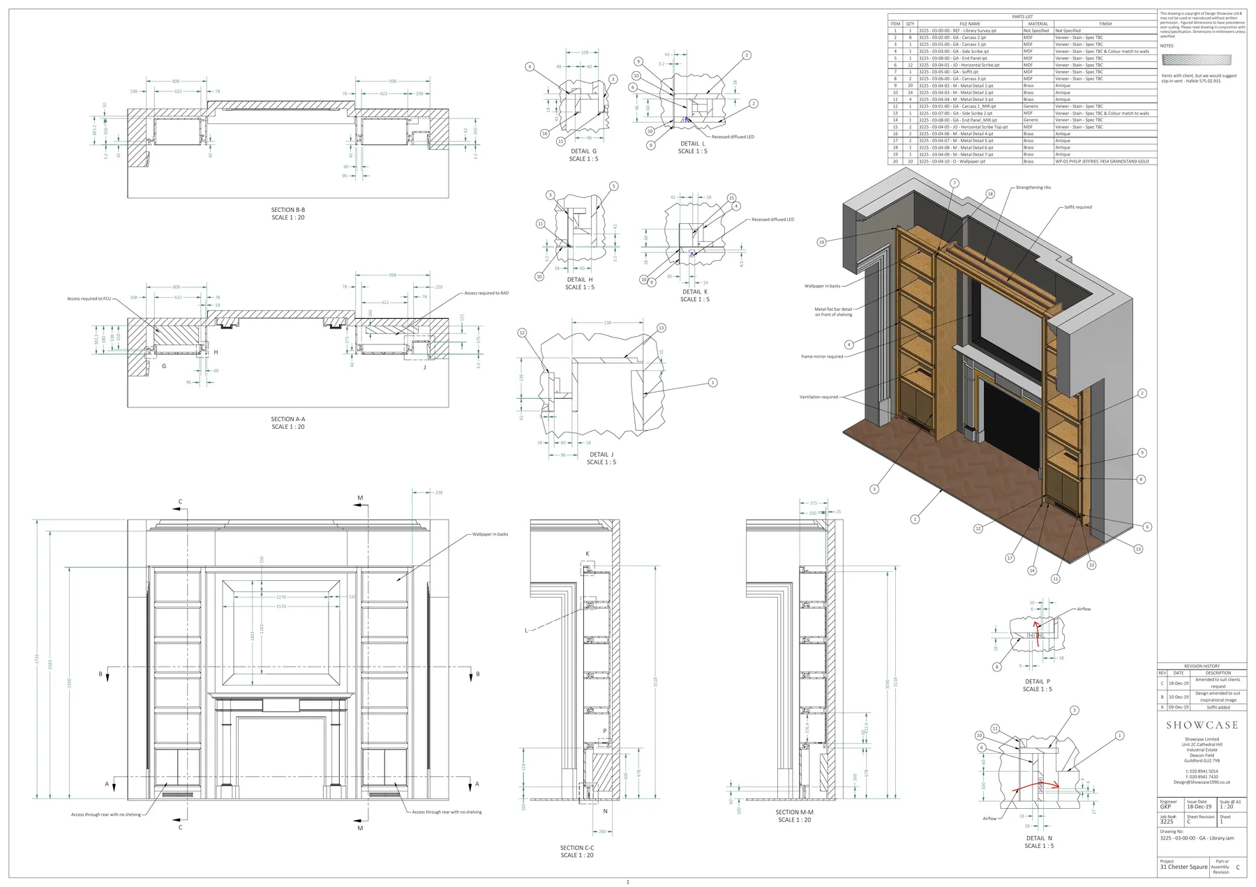 Interior elevations and detail drawing sheet