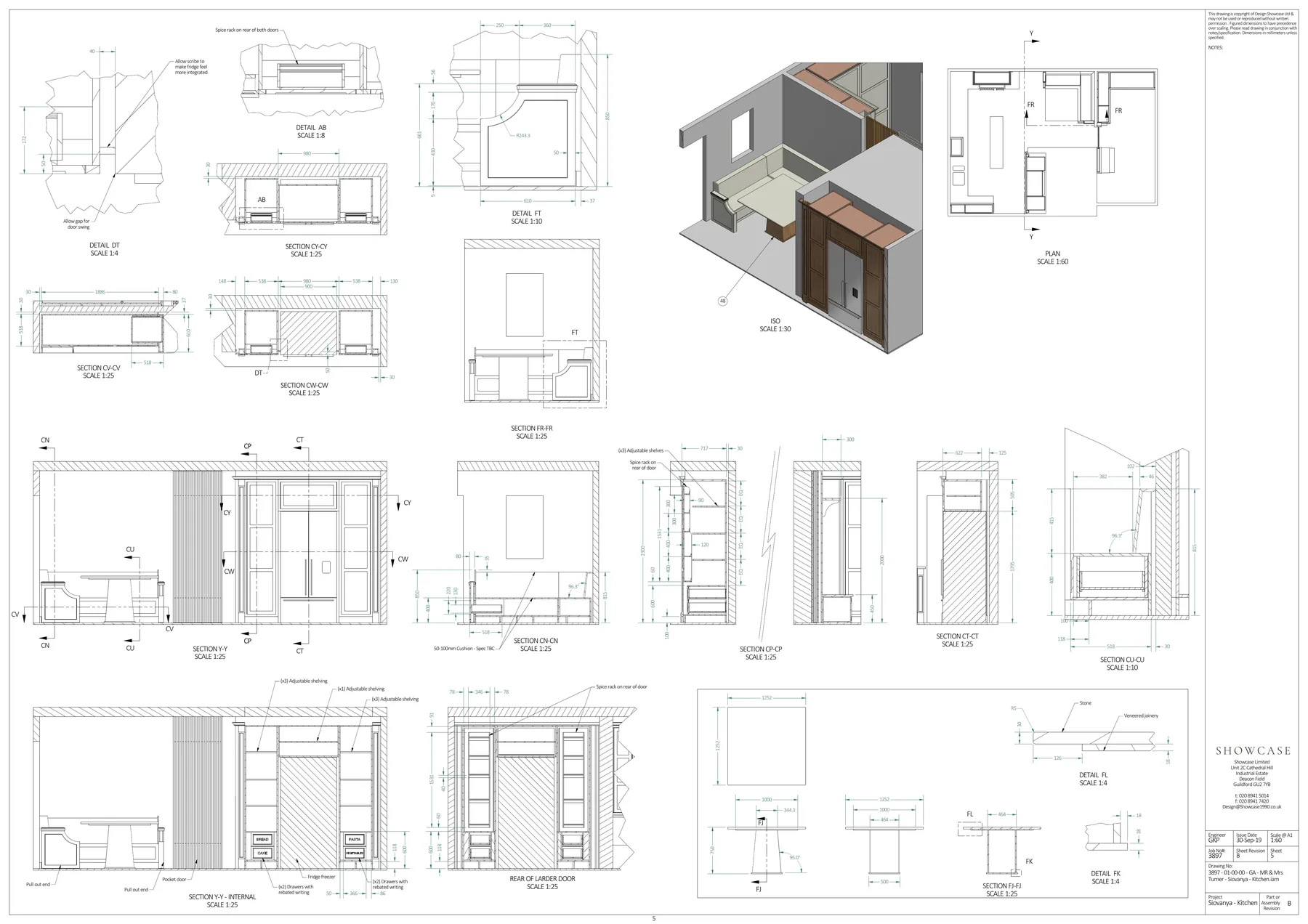 Bespoke furniture technical drawing