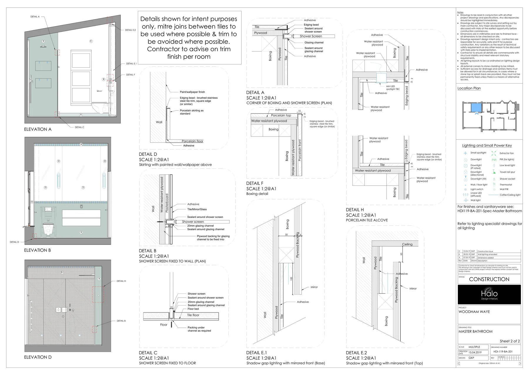 Cabinetry elevations sections and details