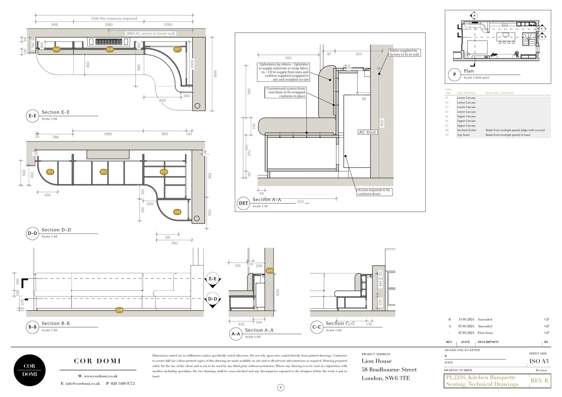 Bathroom plans elevations and technical details