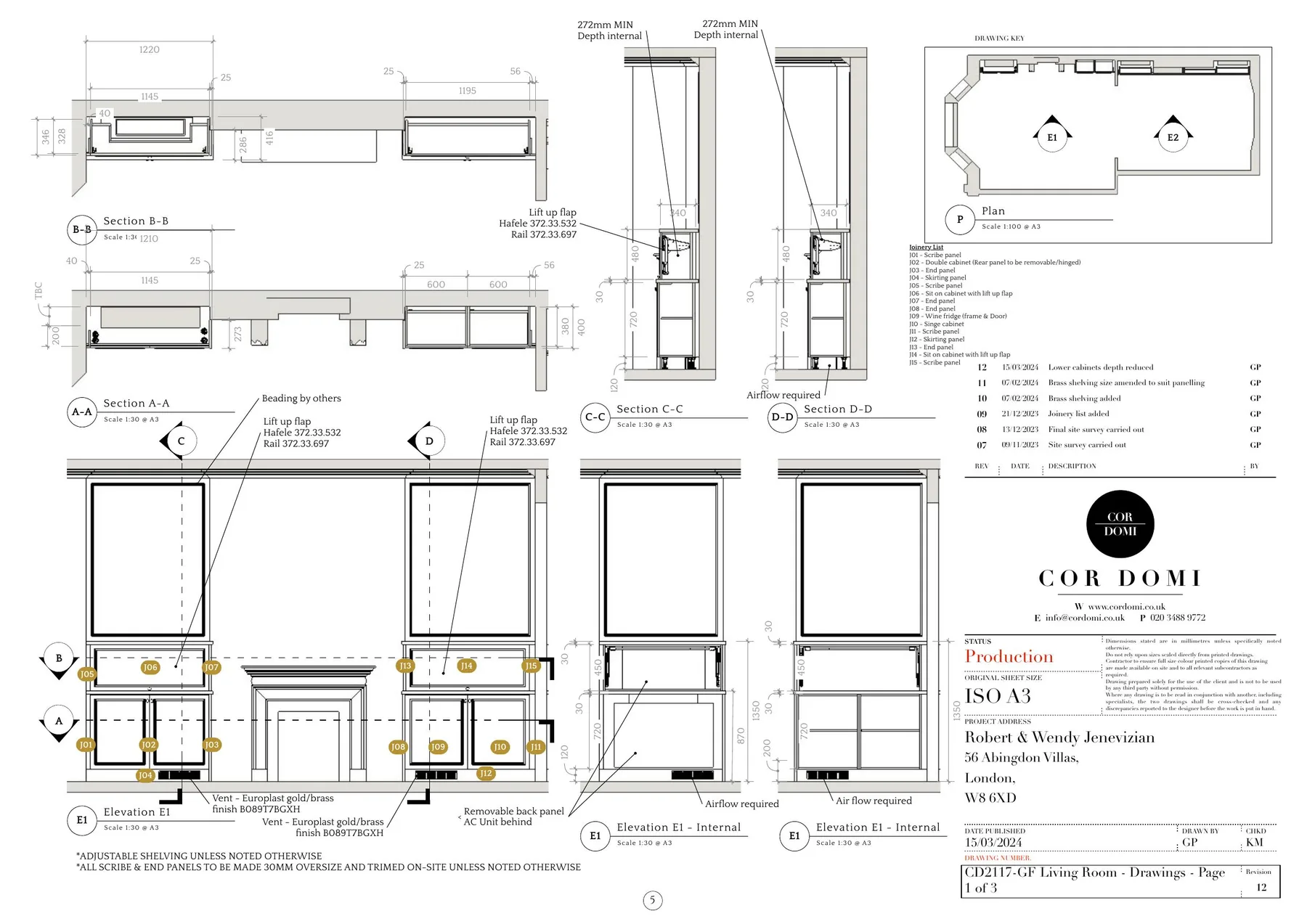 Fitted furniture construction detail sheet